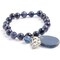 Earth's Jewels Semi-Precious Jasper Sodalite Natural Blue Gemstone Bracelet, Agate & Lock Charm